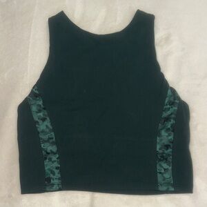 Women's Hunter Green Cropped Tank Top w/ Camo Detail